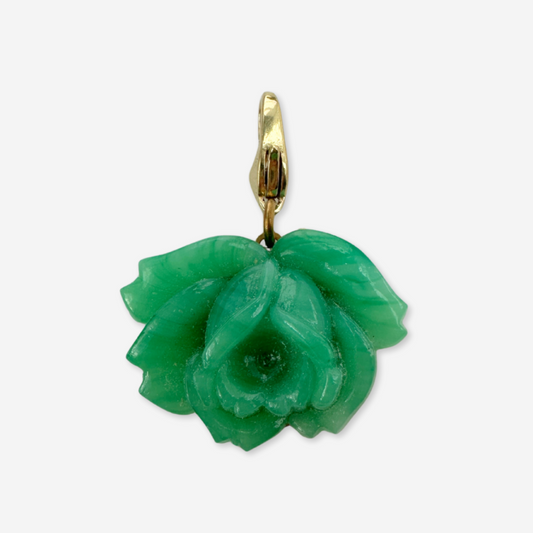 Vintage Japanese green jade rose charm