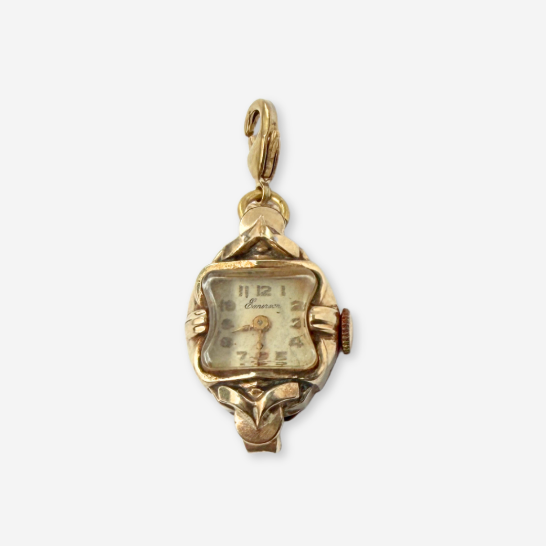 Vintage gold tone  "Emerson" watch face charm