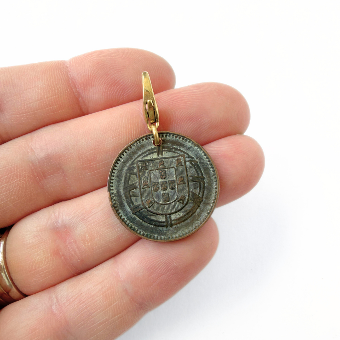 Antique 1918 Portuguese 2 Centavos coin charm