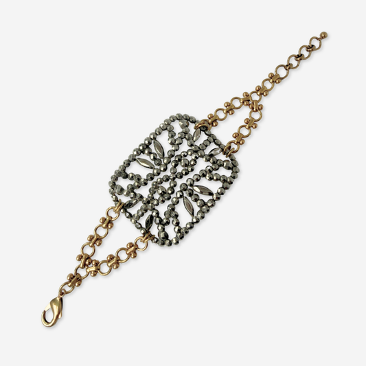 Repurposed Vintage French steel cut shoe buckle bracelet