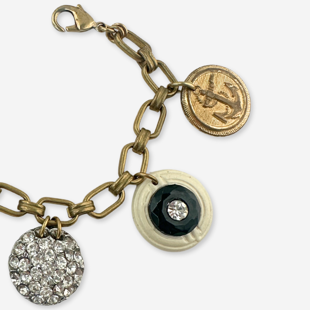 Repurposed vintage mixed button charm bracelet