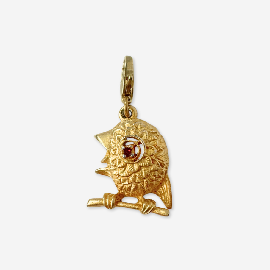 Vintage gold tone bird charm pendant