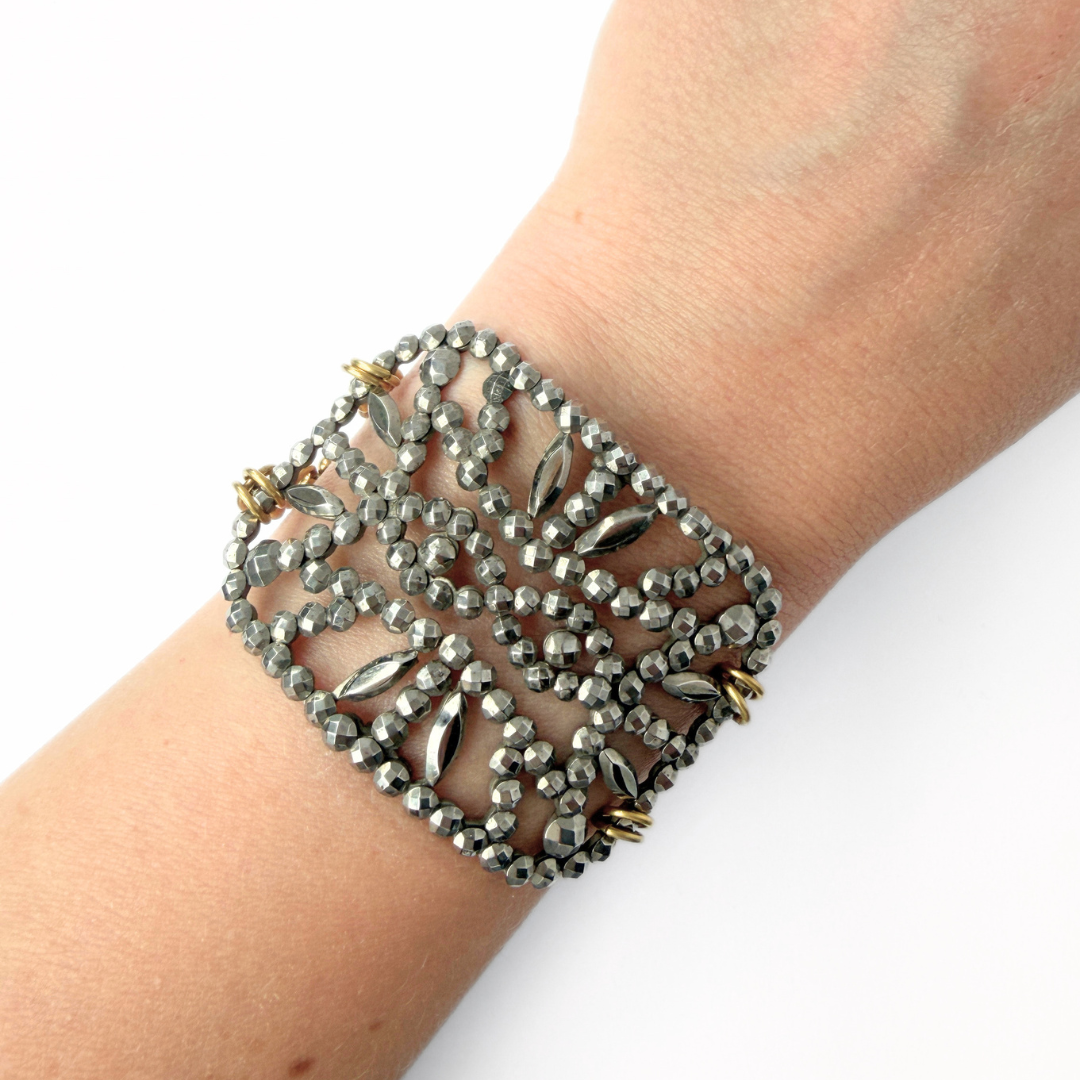 Repurposed Vintage French steel cut shoe buckle bracelet