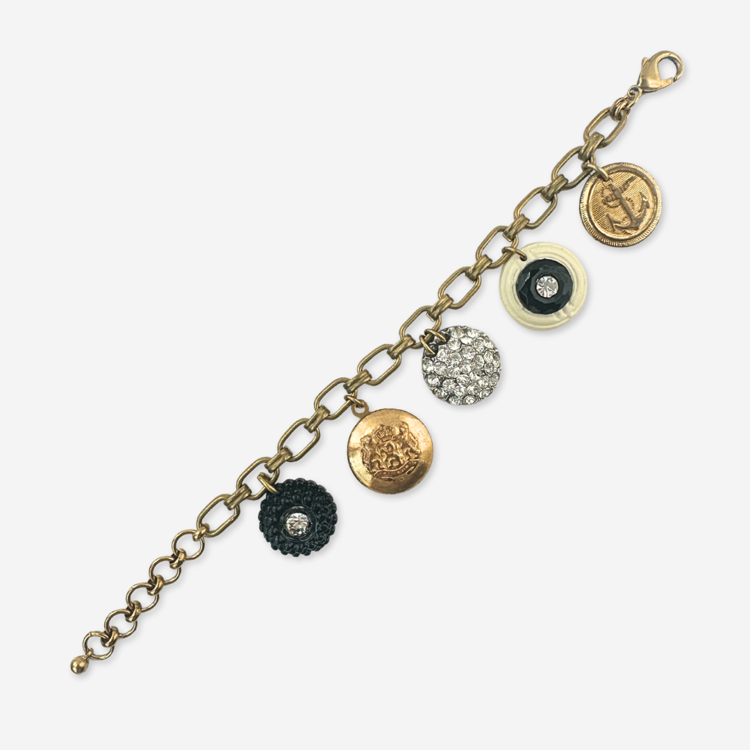 Repurposed vintage mixed button charm bracelet