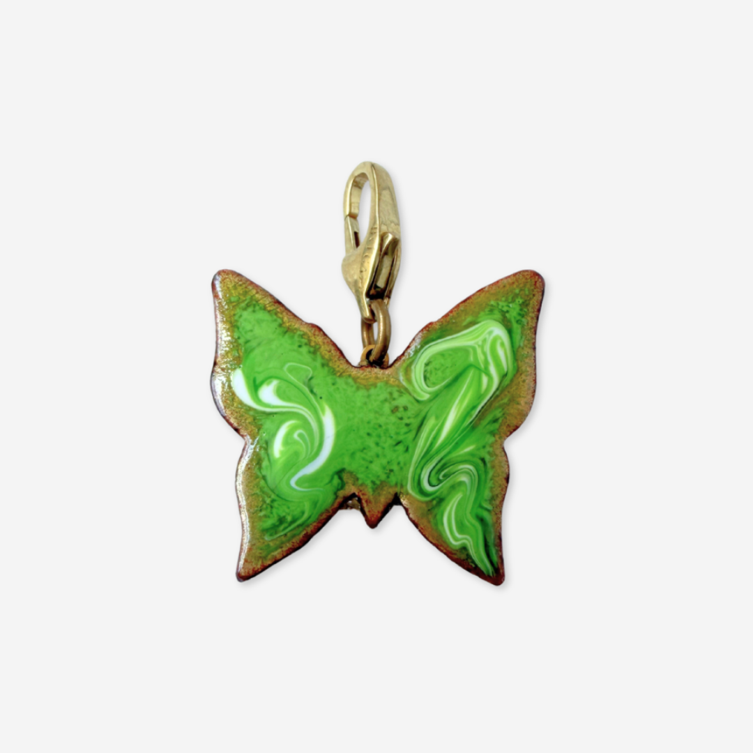 Vintage lime green enamel butterfly charm