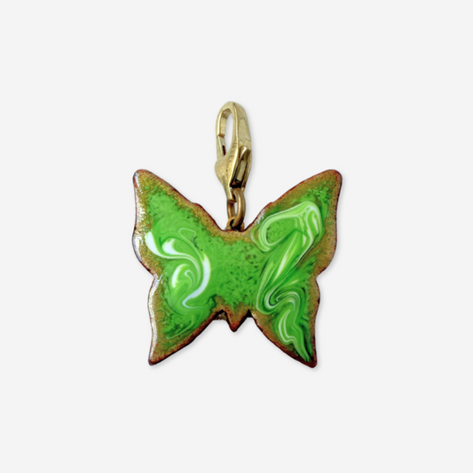 Vintage lime green enamel butterfly charm