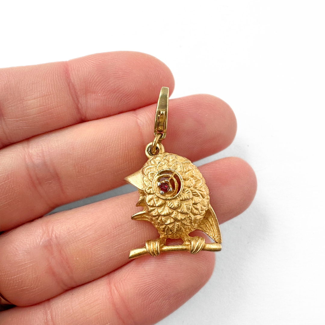 Vintage gold tone bird charm pendant