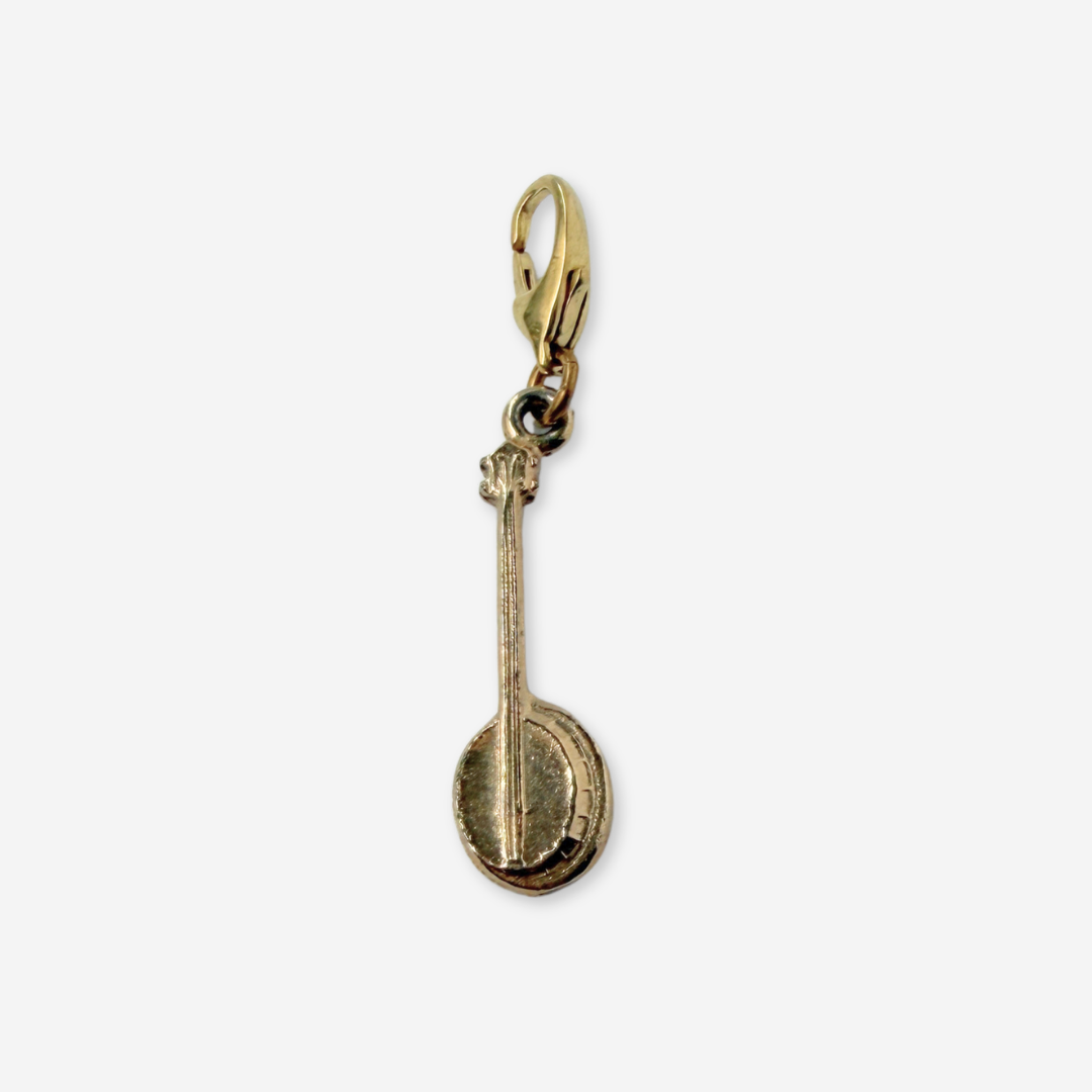 Vintage muted gold banjo charm pendant