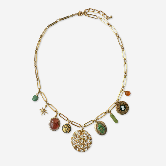 Repurposed vintage mixed charm necklace