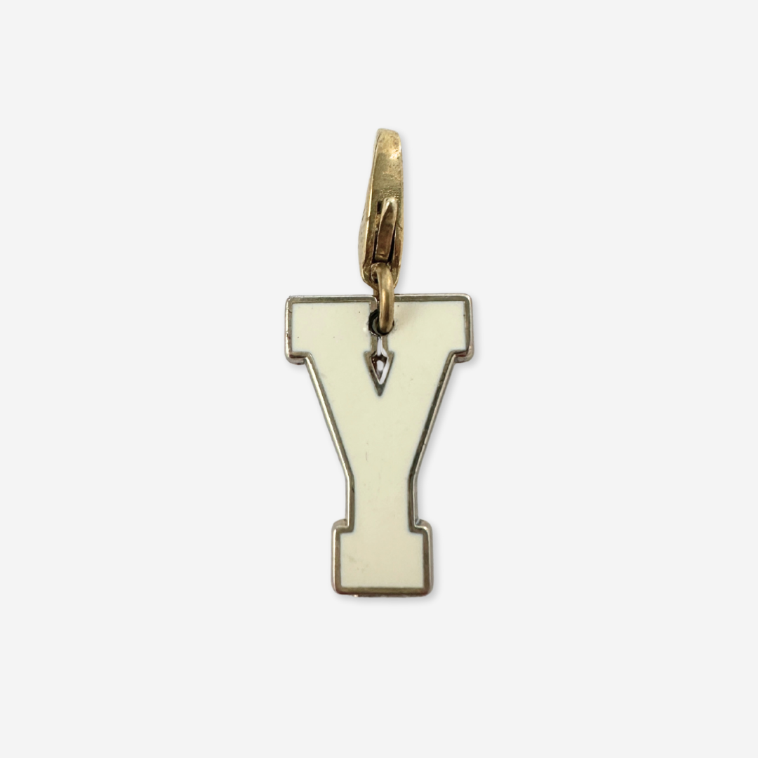 Vintage ivory enamel "Y" monogram charm