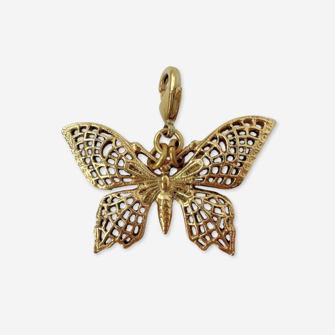 Refashioned Vintage gold tone large butterfly charm