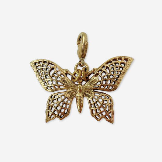 Refashioned Vintage gold tone large butterfly charm