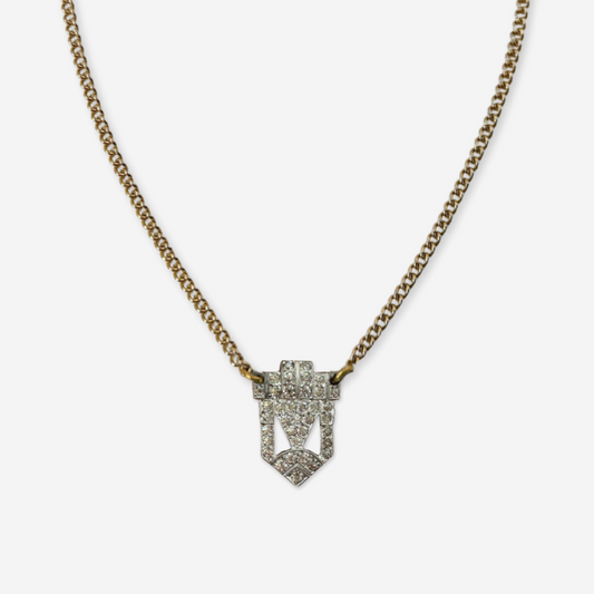 Necklace with a diamond pendant on a white background