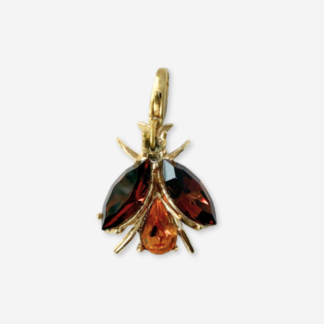 Refashioned vintage brown topaz insect charm