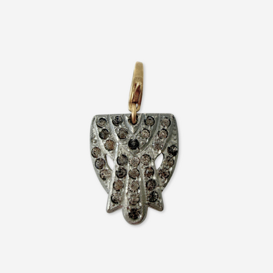 Vintage art deco silver rhinestone crest charm