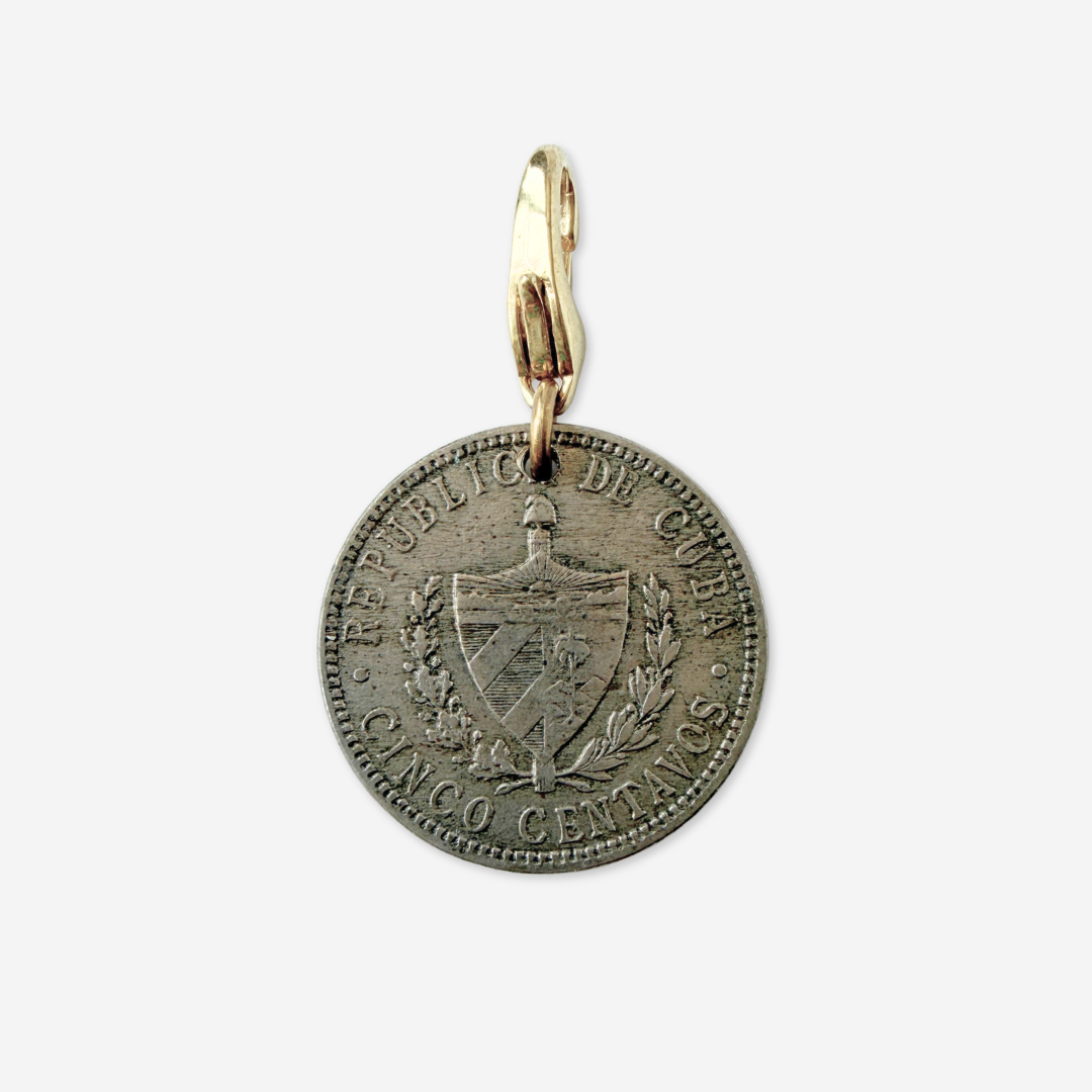 Antique 1915 Cuban 5 Centavos coin charm