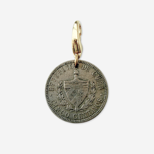 Antique 1915 Cuban 5 Centavos coin charm