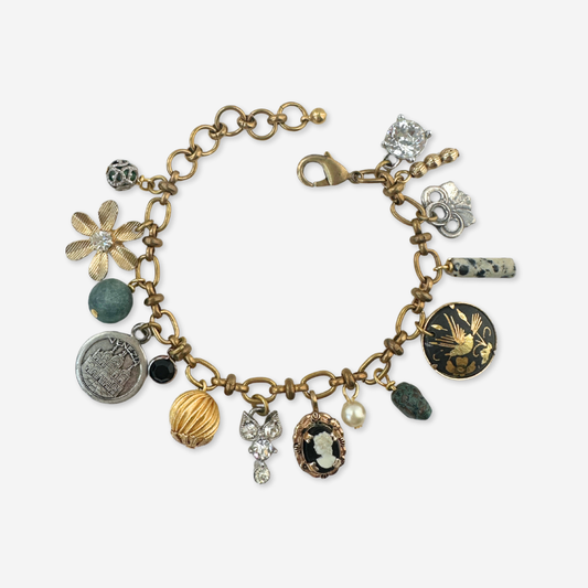 Repurposed vintage mixed charm bracelet