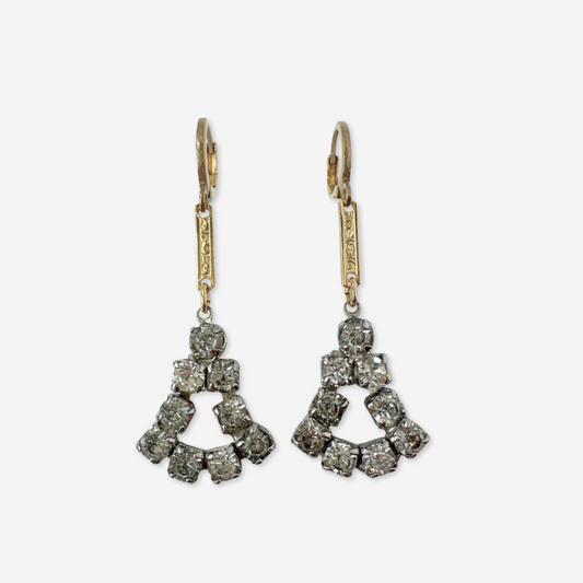Refashioned vintage clear rhinestone drops with gold bar links