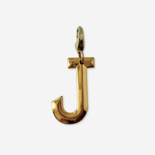 Large vintage gold plated "J" monogram charm