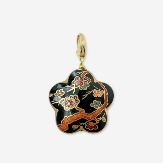 Vintage cherry blossom cloisonné enamel bead charm