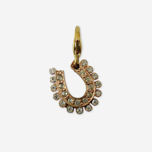Vintage gold tone rhinestone horseshoe charm