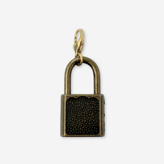 Vintage antique brass padlock charm pendant