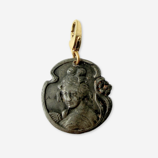 Vintage aged silver Art Nouveau woman charm