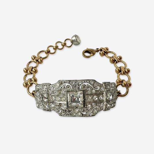 Repurposed vintage art deco clear rhinestone bracelet