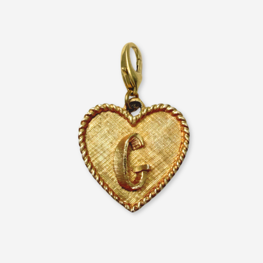 VIntage matte gold heart shaped "G" monogram charm