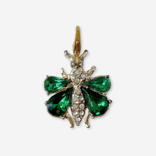 Vintage green and clear rhinestone bumblebee charm