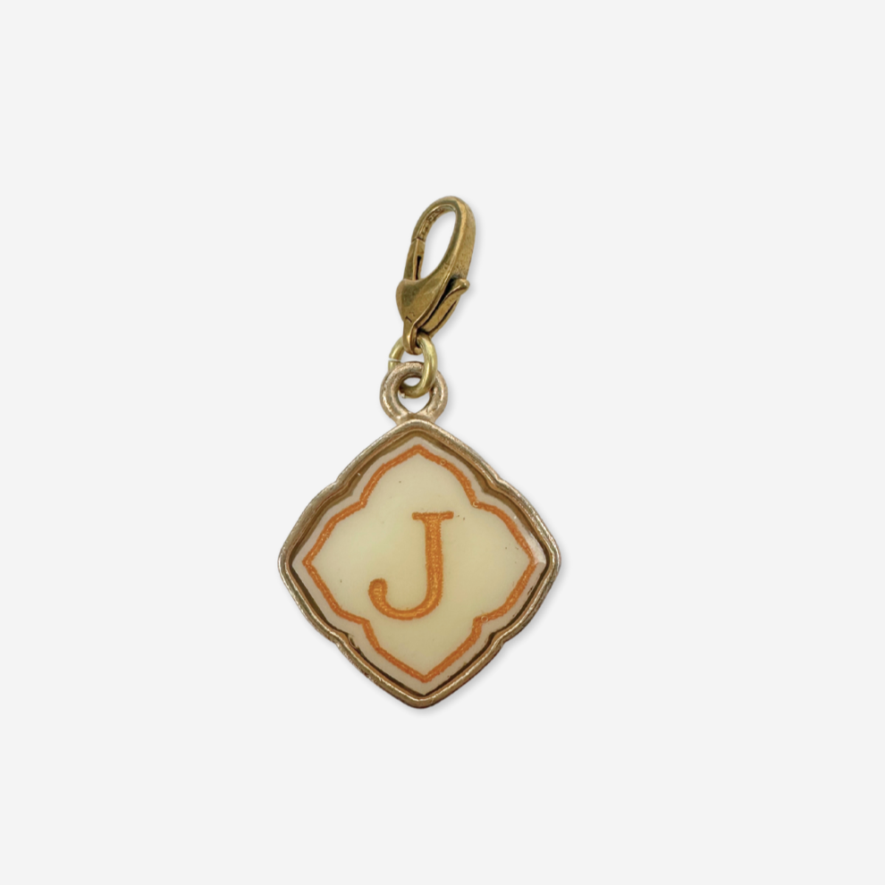 Vintage cream and gold "J" monogram charm