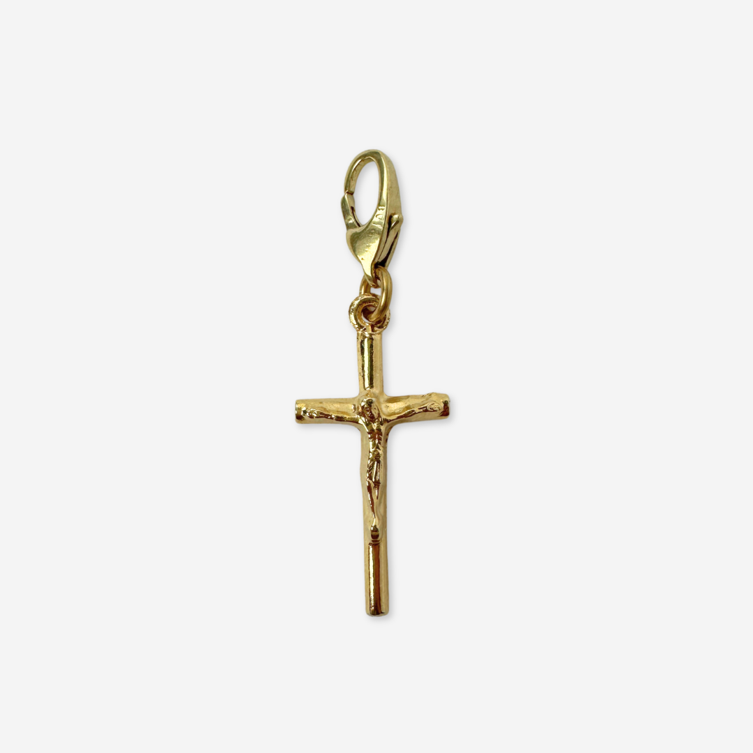 Vintage small gold plated crucifix cross charm