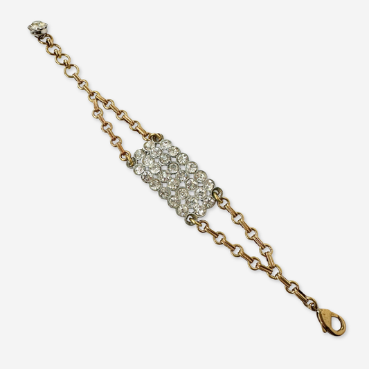 Repurposed vintage clear rhinestone panel bracelet