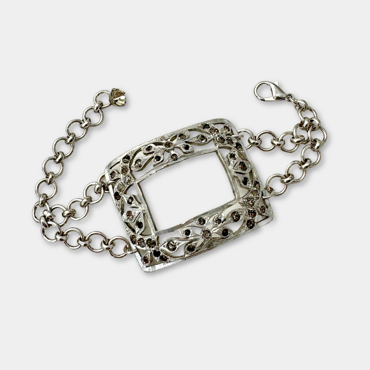 Refashioned vintage aluminum Rhinestone shoe Buckle bracelet