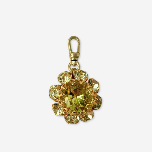 Vintage jonquil rhinestone circular button charm