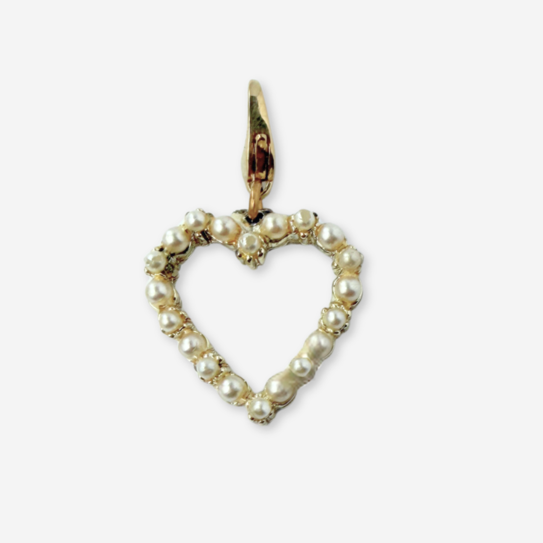 Refashione vintage pearl encrusted heart charm
