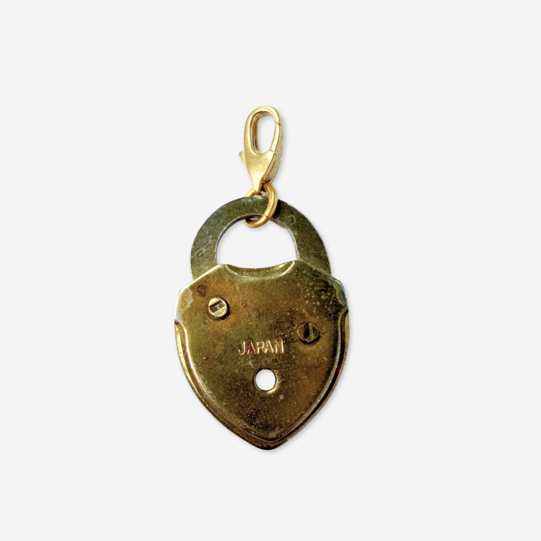 Refashioned Vintage aged brass padlock charm pendant