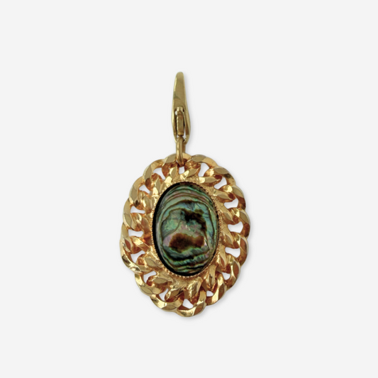 Vintage gold plated and abalone shell oval charm