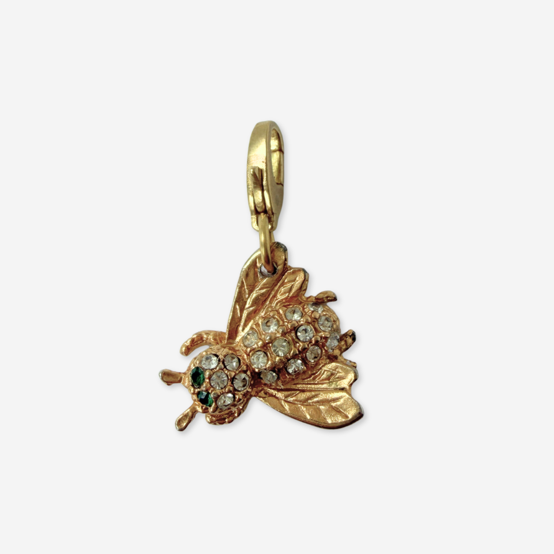 Refashione vintage gold and rhinestone bee charm
