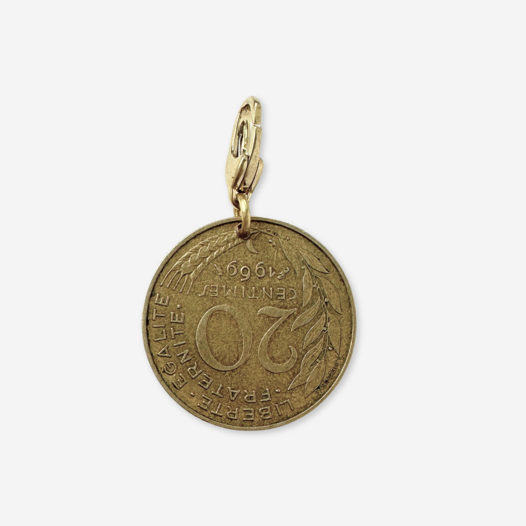 Vintage French 1969 coin charm