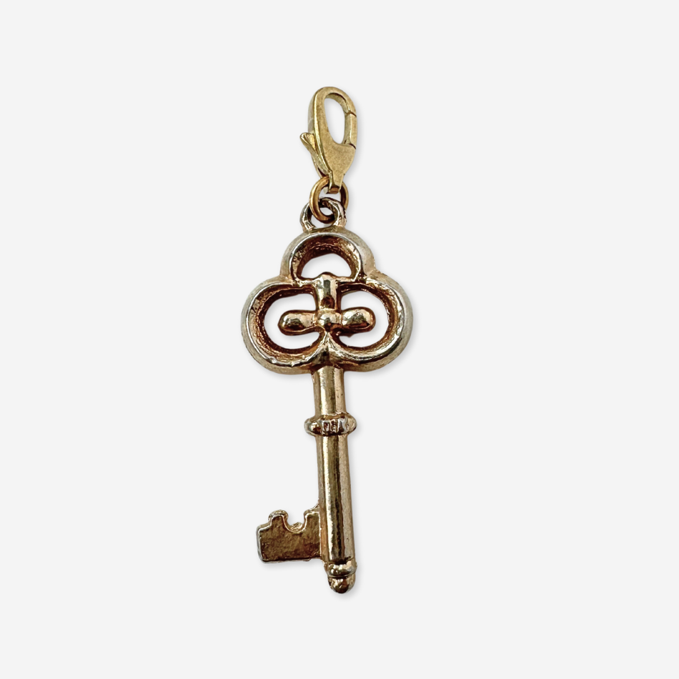 Vintage muted gold skeleton key charm pendant