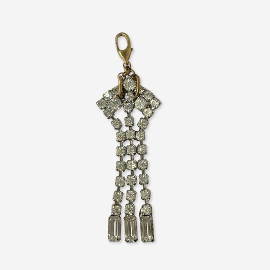 Vintage clear rhinestone tassel charm