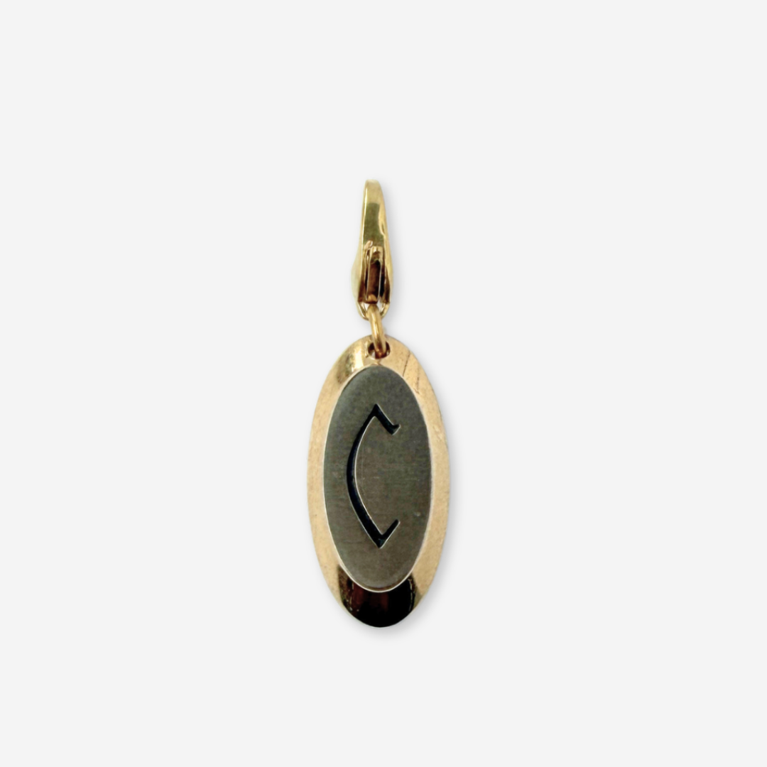 Vintage oval mixed metal "C" monogram charm