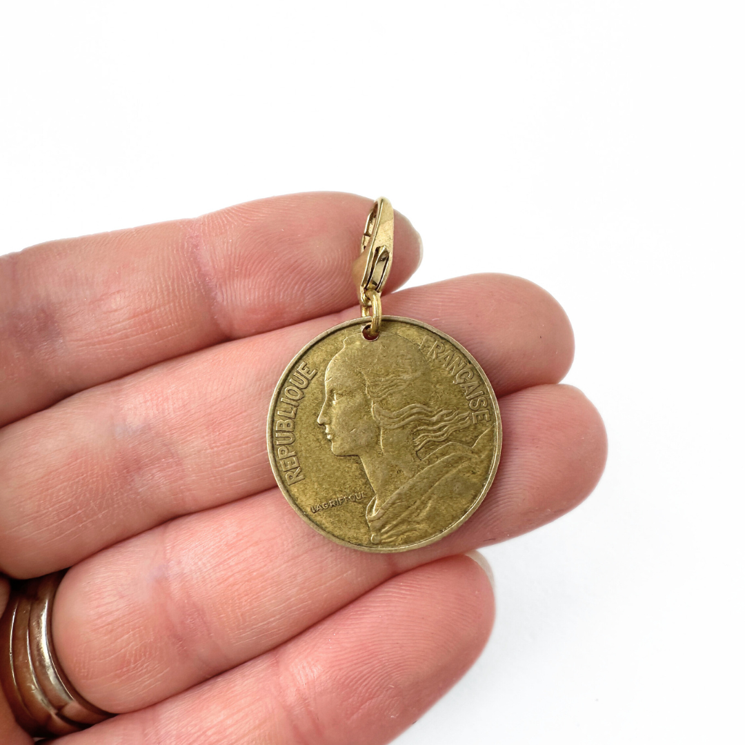 Vintage French 1969 coin charm