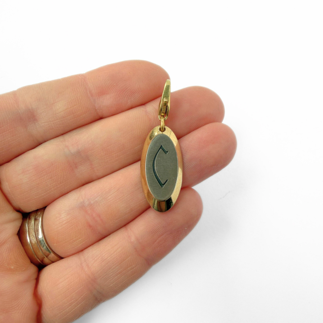 Vintage oval mixed metal "C" monogram charm