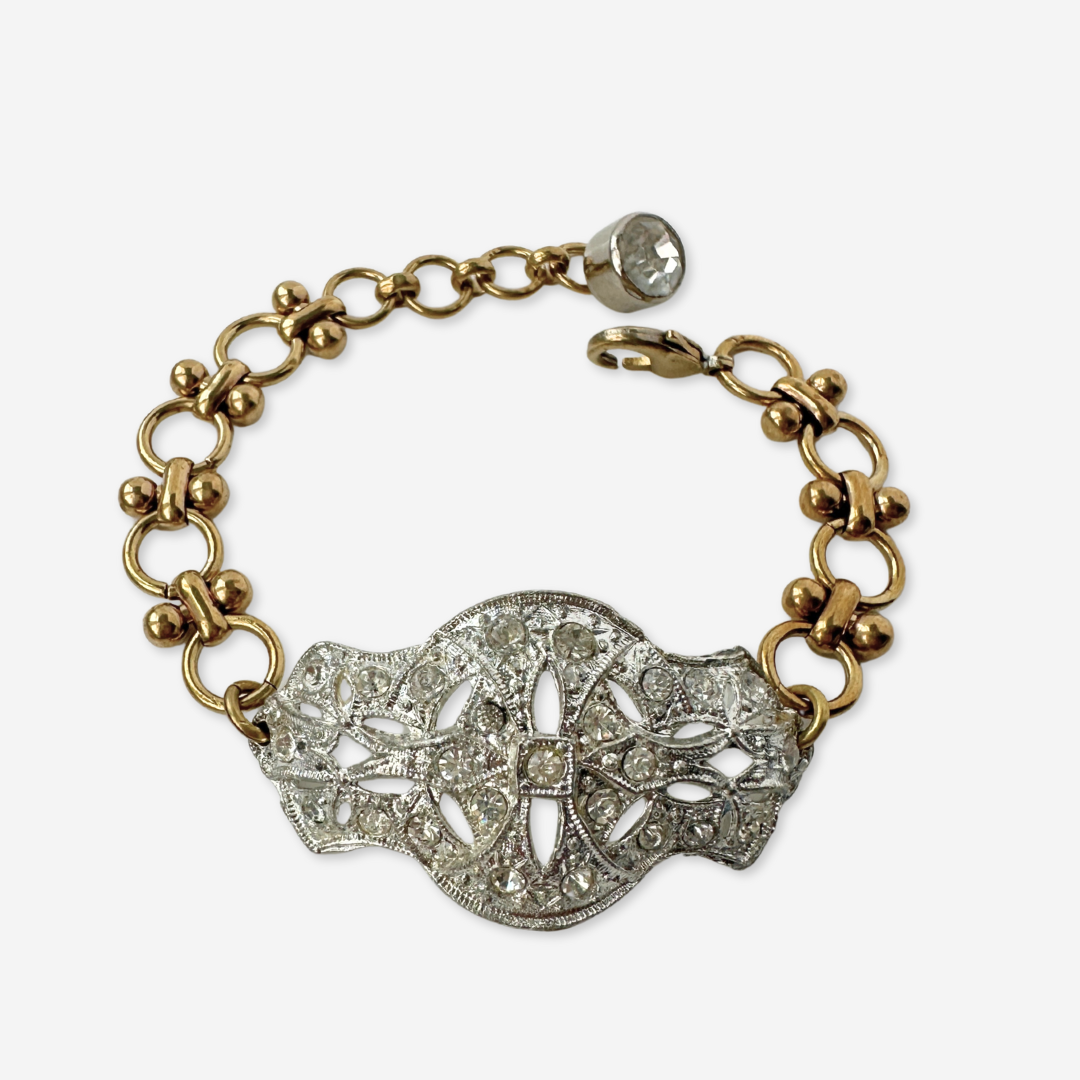 Repurposed vintage art deco clear rhinestone bracelet
