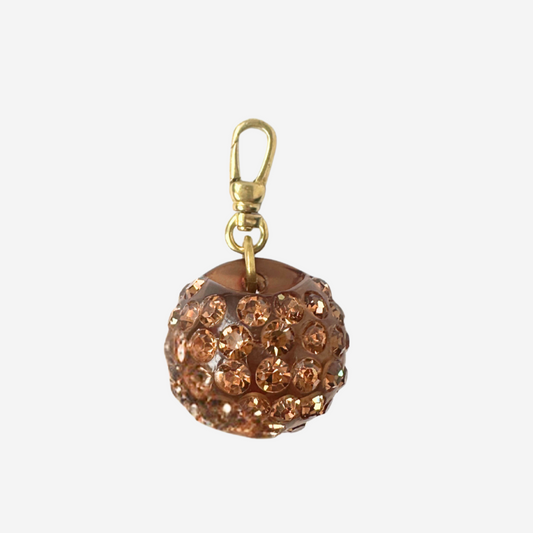 Vintage brown rhinestone spherical button charm