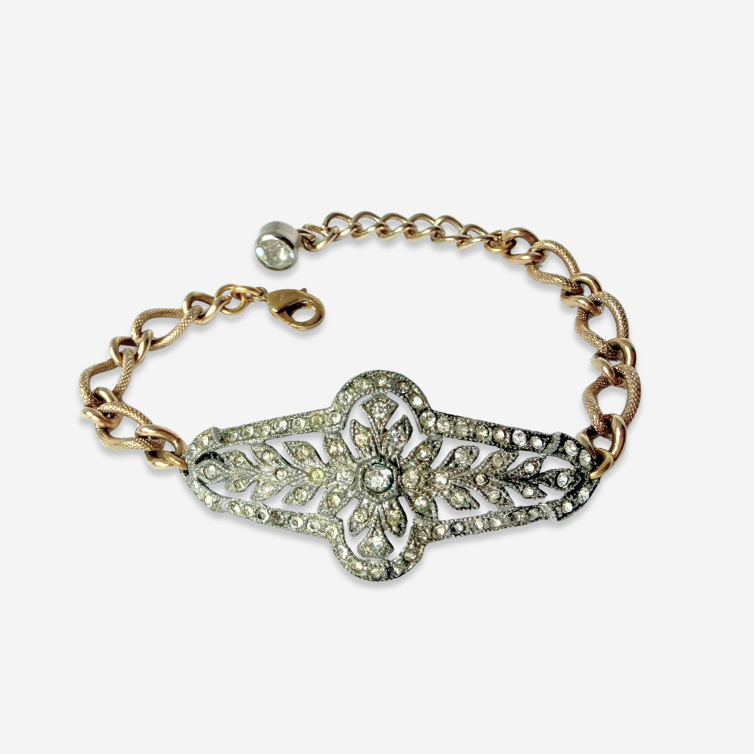 Repurposed vintage art deco clear rhinestone bracelet