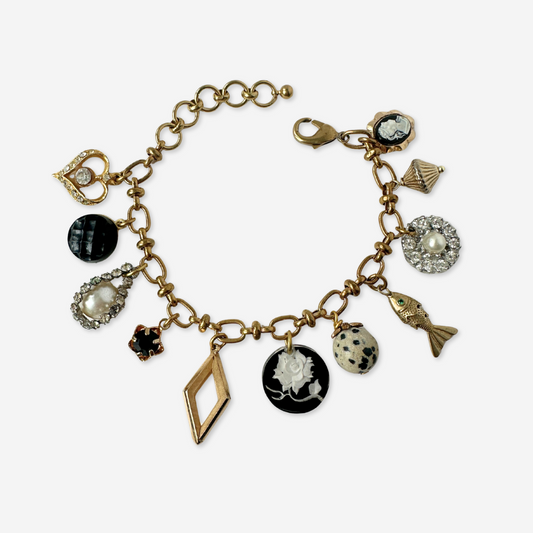 Repurposed vintage mixed charm bracelet